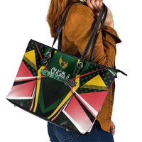 St Kitts and Nevis Cricket Patriots Leather Tote Bag Rising with Caribbean Battlefield