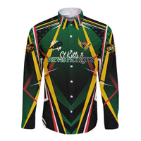 Personalised St Kitts and Nevis Cricket Patriots Long Sleeve Button Shirt Rising with Caribbean Battlefield