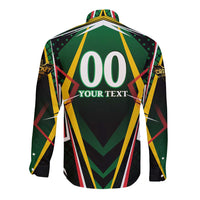 Personalised St Kitts and Nevis Cricket Patriots Long Sleeve Button Shirt Rising with Caribbean Battlefield