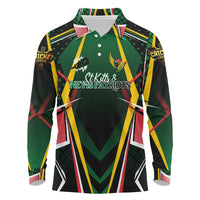 Personalised St Kitts and Nevis Cricket Patriots Long Sleeve Polo Shirt Rising with Caribbean Battlefield