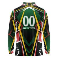 Personalised St Kitts and Nevis Cricket Patriots Long Sleeve Polo Shirt Rising with Caribbean Battlefield