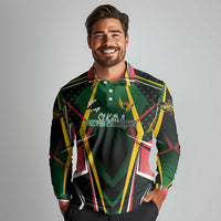 Personalised St Kitts and Nevis Cricket Patriots Long Sleeve Polo Shirt Rising with Caribbean Battlefield