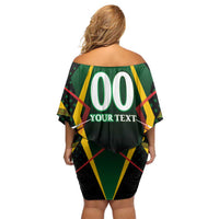 Personalised St Kitts and Nevis Cricket Patriots Off Shoulder Short Dress Rising with Caribbean Battlefield