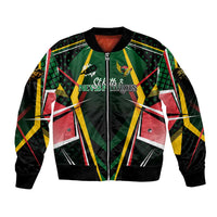 Personalised St Kitts and Nevis Cricket Patriots Sleeve Zip Bomber Jacket Rising with Caribbean Battlefield