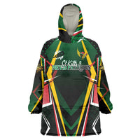 Personalised St Kitts and Nevis Cricket Patriots Wearable Blanket Hoodie Rising with Caribbean Battlefield