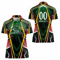 Personalised St Kitts and Nevis Cricket Patriots Women Polo Shirt Rising with Caribbean Battlefield