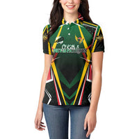 Personalised St Kitts and Nevis Cricket Patriots Women Polo Shirt Rising with Caribbean Battlefield
