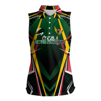 Personalised St Kitts and Nevis Cricket Patriots Women Sleeveless Polo Shirt Rising with Caribbean Battlefield