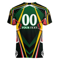 Personalised St Kitts and Nevis Cricket Patriots Women V-Neck T-Shirt Rising with Caribbean Battlefield