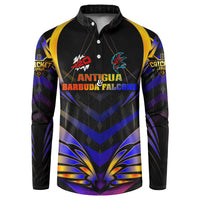 Personalised Antigua and Barbuda Cricket Falcons Button Sweatshirt Wings of Glory