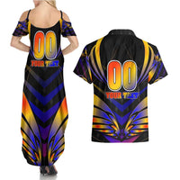 Personalised Antigua and Barbuda Cricket Falcons Couples Matching Summer Maxi Dress and Hawaiian Shirt Wings of Glory
