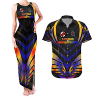 Personalised Antigua and Barbuda Cricket Falcons Couples Matching Tank Maxi Dress and Hawaiian Shirt Wings of Glory