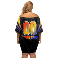 Personalised Antigua and Barbuda Cricket Falcons Family Matching Off Shoulder Short Dress and Hawaiian Shirt Wings of Glory