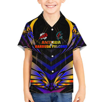 Personalised Antigua and Barbuda Cricket Falcons Family Matching Summer Maxi Dress and Hawaiian Shirt Wings of Glory