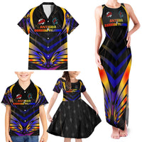 Personalised Antigua and Barbuda Cricket Falcons Family Matching Tank Maxi Dress and Hawaiian Shirt Wings of Glory