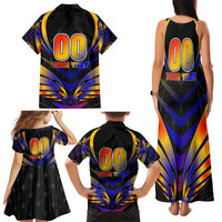 Personalised Antigua and Barbuda Cricket Falcons Family Matching Tank Maxi Dress and Hawaiian Shirt Wings of Glory