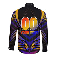 Personalised Antigua and Barbuda Cricket Falcons Long Sleeve Button Shirt Wings of Glory