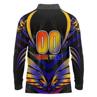 Personalised Antigua and Barbuda Cricket Falcons Long Sleeve Polo Shirt Wings of Glory