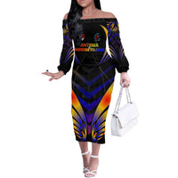 Personalised Antigua and Barbuda Cricket Falcons Off The Shoulder Long Sleeve Dress Wings of Glory