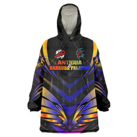 Personalised Antigua and Barbuda Cricket Falcons Wearable Blanket Hoodie Wings of Glory