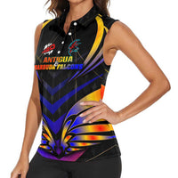 Personalised Antigua and Barbuda Cricket Falcons Women Sleeveless Polo Shirt Wings of Glory