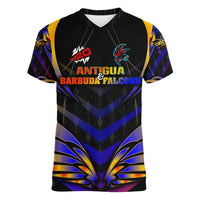 Personalised Antigua and Barbuda Cricket Falcons Women V-Neck T-Shirt Wings of Glory