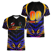 Personalised Antigua and Barbuda Cricket Falcons Women V-Neck T-Shirt Wings of Glory