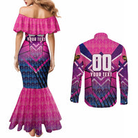 Personalised Barbados Cricket Royals Couples Matching Mermaid Dress and Long Sleeve Button Shirt Crowned in Rhythm Style