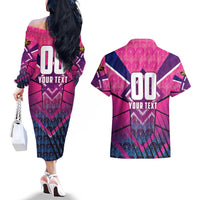 Personalised Barbados Cricket Royals Couples Matching Off The Shoulder Long Sleeve Dress and Hawaiian Shirt Crowned in Rhythm Style