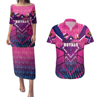 Personalised Barbados Cricket Royals Couples Matching Puletasi and Hawaiian Shirt Crowned in Rhythm Style