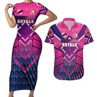 Personalised Barbados Cricket Royals Couples Matching Short Sleeve Bodycon Dress and Hawaiian Shirt Crowned in Rhythm Style