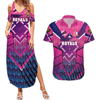 Personalised Barbados Cricket Royals Couples Matching Summer Maxi Dress and Hawaiian Shirt Crowned in Rhythm Style