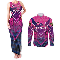 Personalised Barbados Cricket Royals Couples Matching Tank Maxi Dress and Long Sleeve Button Shirt Crowned in Rhythm Style