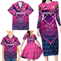 Personalised Barbados Cricket Royals Family Matching Long Sleeve Bodycon Dress and Hawaiian Shirt Crowned in Rhythm Style