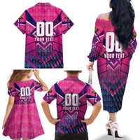 Personalised Barbados Cricket Royals Family Matching Off The Shoulder Long Sleeve Dress and Hawaiian Shirt Crowned in Rhythm Style