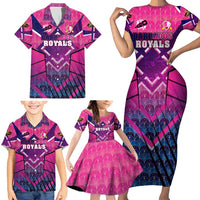 Personalised Barbados Cricket Royals Family Matching Short Sleeve Bodycon Dress and Hawaiian Shirt Crowned in Rhythm Style