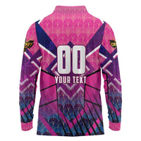 Personalised Barbados Cricket Royals Long Sleeve Polo Shirt Crowned in Rhythm Style