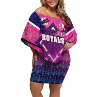 Personalised Barbados Cricket Royals Off Shoulder Short Dress Crowned in Rhythm Style