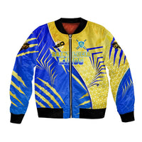 Personalised Saint Lucia Cricket Kings Bomber Jacket Abstract Energy Style