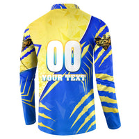 Personalised Saint Lucia Cricket Kings Button Sweatshirt Abstract Energy Style