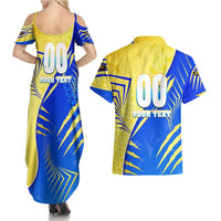Personalised Saint Lucia Cricket Kings Couples Matching Summer Maxi Dress and Hawaiian Shirt Abstract Energy Style