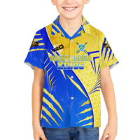 Personalised Saint Lucia Cricket Kings Family Matching Long Sleeve Bodycon Dress and Hawaiian Shirt Abstract Energy Style