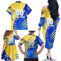 Personalised Saint Lucia Cricket Kings Family Matching Off The Shoulder Long Sleeve Dress and Hawaiian Shirt Abstract Energy Style