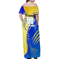 Personalised Saint Lucia Cricket Kings Family Matching Off Shoulder Maxi Dress and Hawaiian Shirt Abstract Energy Style