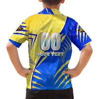 Personalised Saint Lucia Cricket Kings Family Matching Puletasi and Hawaiian Shirt Abstract Energy Style