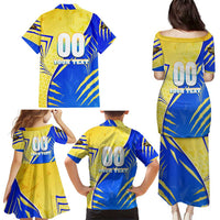 Personalised Saint Lucia Cricket Kings Family Matching Puletasi and Hawaiian Shirt Abstract Energy Style