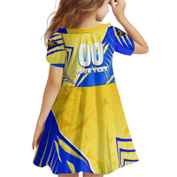 Personalised Saint Lucia Cricket Kings Family Matching Short Sleeve Bodycon Dress and Hawaiian Shirt Abstract Energy Style