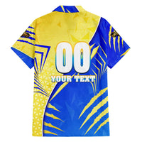 Personalised Saint Lucia Cricket Kings Family Matching Short Sleeve Bodycon Dress and Hawaiian Shirt Abstract Energy Style