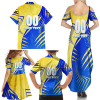 Personalised Saint Lucia Cricket Kings Family Matching Summer Maxi Dress and Hawaiian Shirt Abstract Energy Style