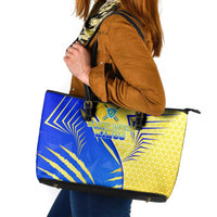 Saint Lucia Cricket Kings Leather Tote Bag Abstract Energy Style